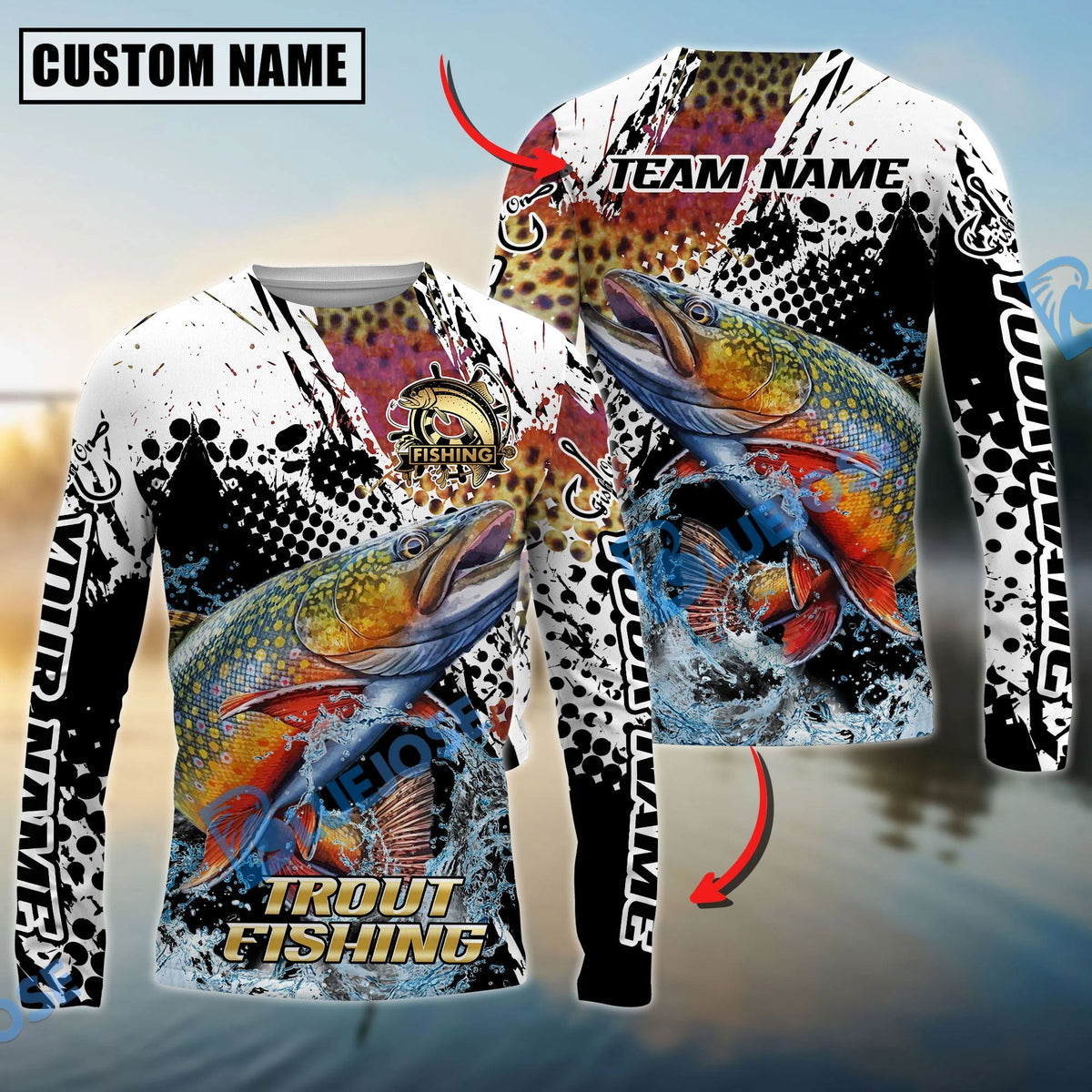 Bluejose Trout Fishing Power Splash Skin Design Custom Name &amp; Team Name 3D Shirts
