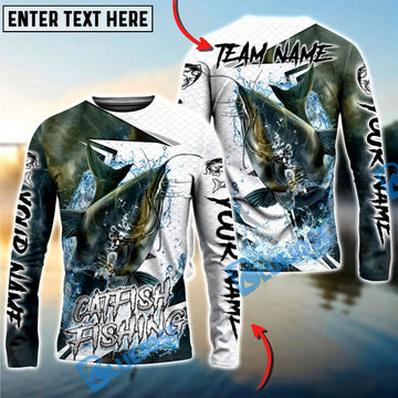 Bluejose Catfish Fishing Dynamic Splash Skin Net Art Custom Name & Team Name 3D Shirts