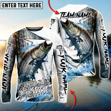 Bluejose Striped Bass Fishing Dynamic Splash Skin Net Art Custom Name & Team Name 3D Shirts