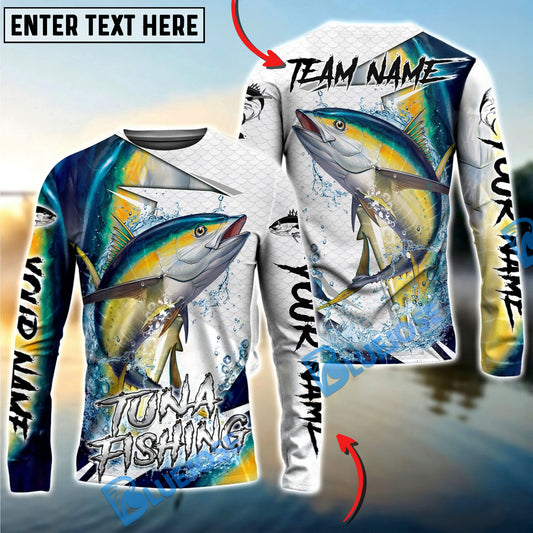 Bluejose Tuna Fishing Dynamic Splash Skin Net Art Custom Name & Team Name 3D Shirts