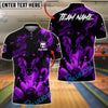 BlueJose Bowling And Pins Smoke Wolf Chaos Customized Name, Team Name 3D Shirt (4 Colors)