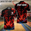 BlueJose Bowling And Pins Smoke Wolf Chaos Customized Name, Team Name 3D Shirt (4 Colors)