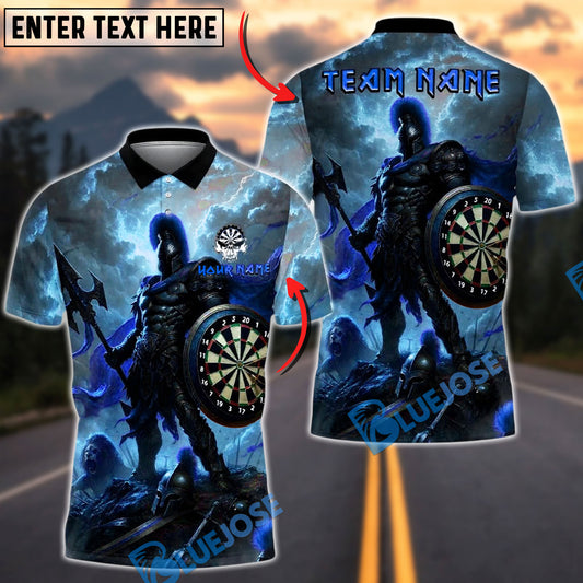 BlueJose Darts Warrior Spartan Dartboard Armor Personalized Name, Team Name Unisex Shirt (4 Colors)