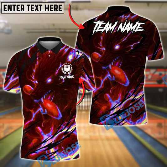 BlueJose Bowling And Pins Electric Wolf Strike Customized Name, Team Name 3D Shirt (4 Colors)