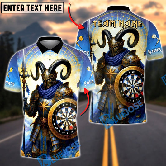 BlueJose Darts Viking Ram Knight Dartboard Guardian Personalized Name, Team Name Unisex Shirt (4 Colors)