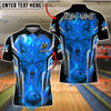 BlueJose Bowling And Pins Fire Wolf Flame Customized Name, Team Name 3D Shirt (4 Colors)