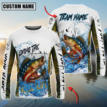 Bluejose Walleye Fishing Patriotic Reel Life Design Custom Name & Team Name 3D Shirts