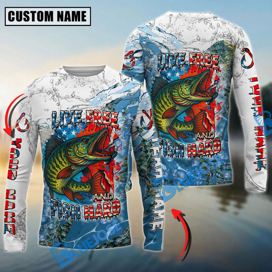 Bluejose Pike Fishing Live Free Fish Hard Custom Name & Team Name 3D Shirts