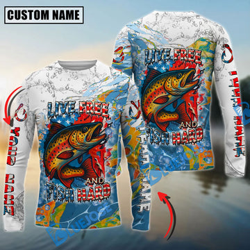 Bluejose Trout Fishing Live Free Fish Hard Custom Name & Team Name 3D Shirts