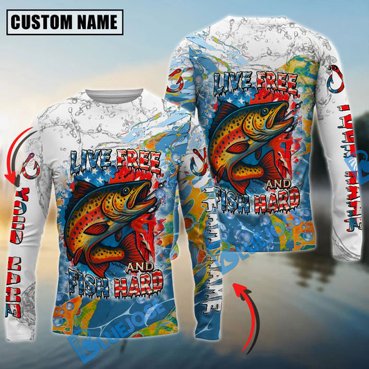 Bluejose Trout Fishing Live Free Fish Hard Custom Name & Team Name 3D Shirts