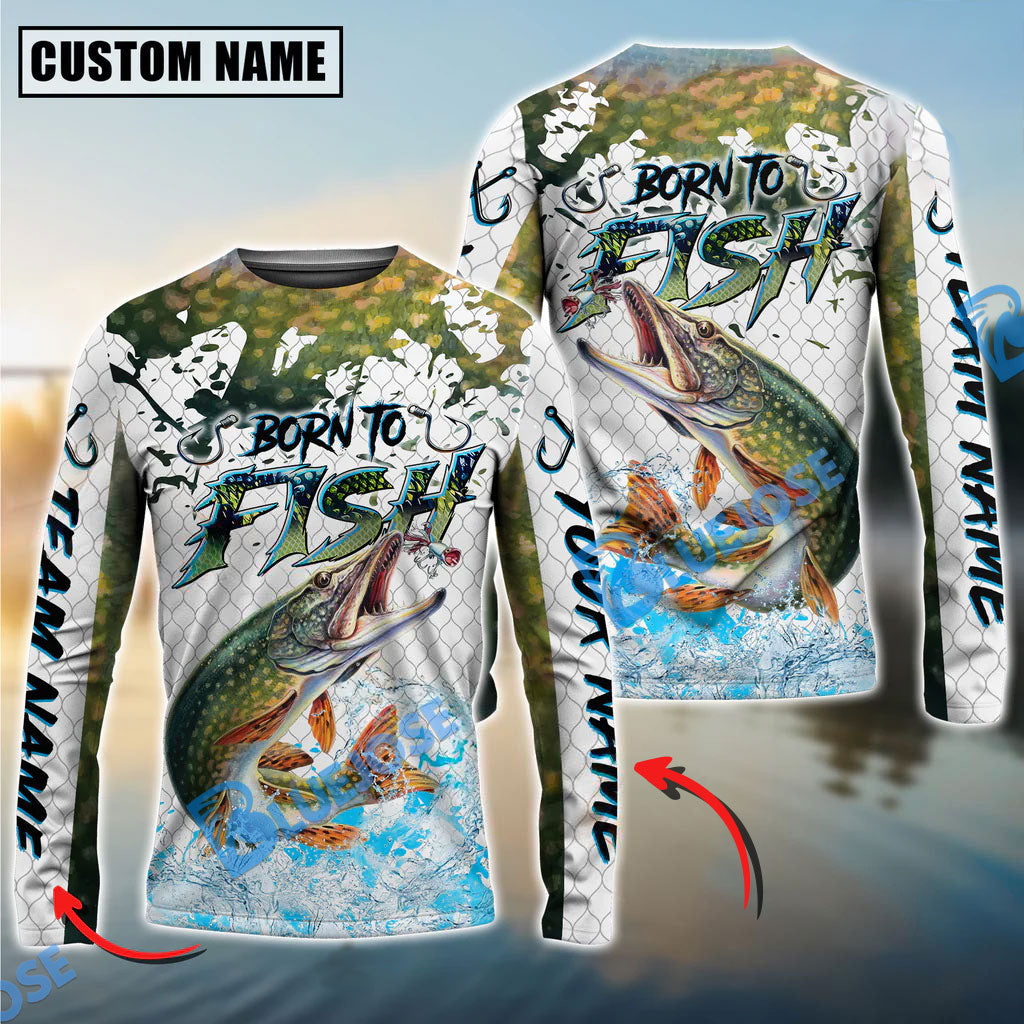 Bluejose Pike Fishing Skin Dynamic Jump Custom Name &amp; Team Name 3D Shirts