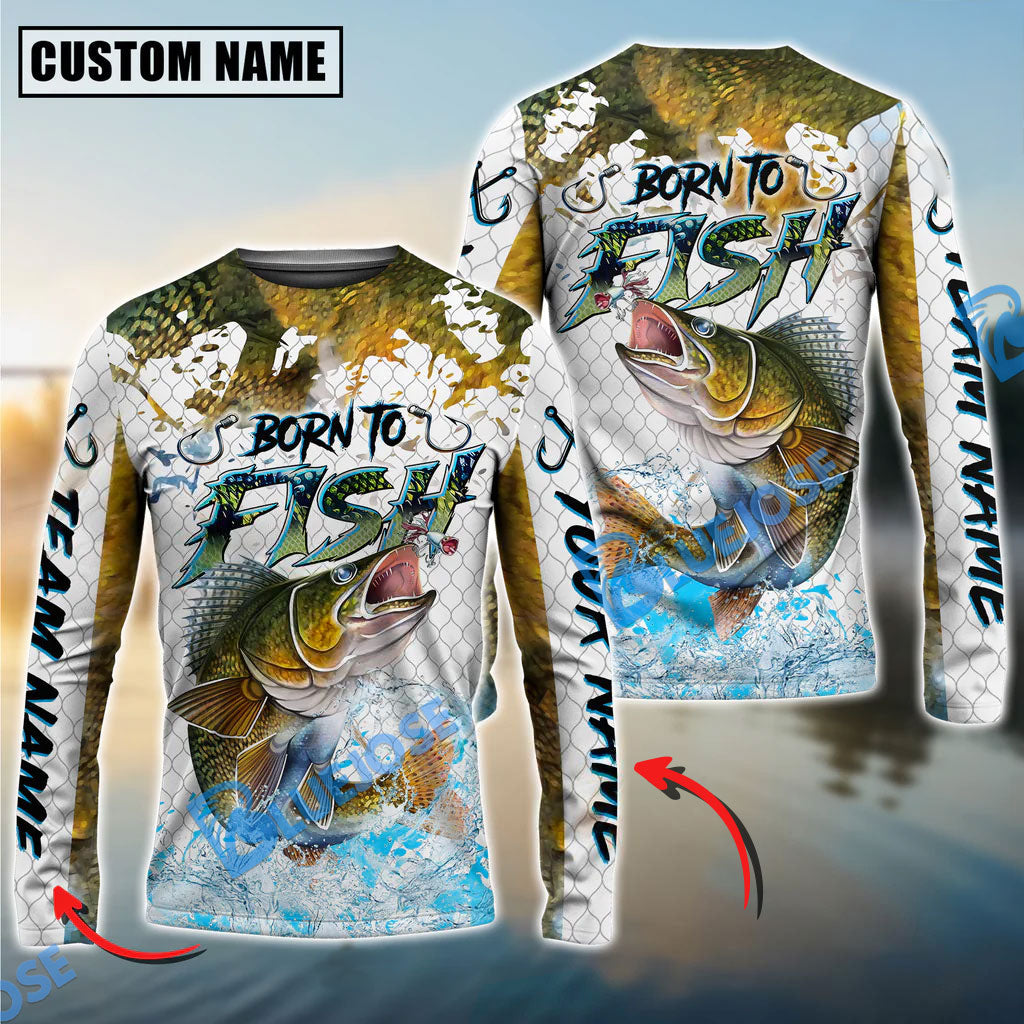 Bluejose Walleye Fishing Skin Dynamic Jump Custom Name &amp; Team Name 3D Shirts