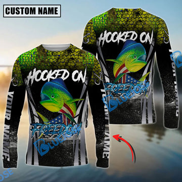 Bluejose Mahi-Mahi Fishing Patriotic American Flag Skin Design Custom Name & Team Name 3D Shirts