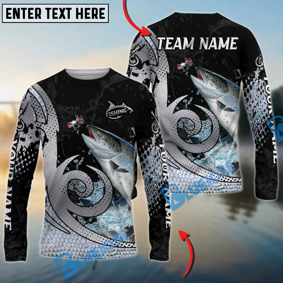 Bluejose Chinook Salmon Fishing Bold Skin Modern Graphic Custom Name &amp; Team Name 3D Shirts