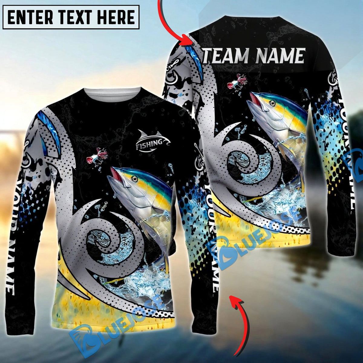 Bluejose Tuna Fishing Bold Skin Modern Graphic Custom Name &amp; Team Name 3D Shirts