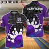 BlueJose Bowling & Pins Ball Strike Curved Graphic Pattern Customized Name, Team Name 3D Shirt (4 Colors)