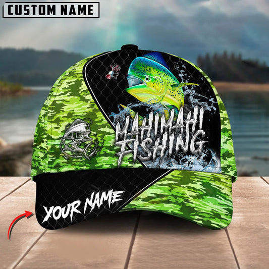 BlueJose Mahi-Mahi Fishing Camo Grid Water Pattern Personalized Cap