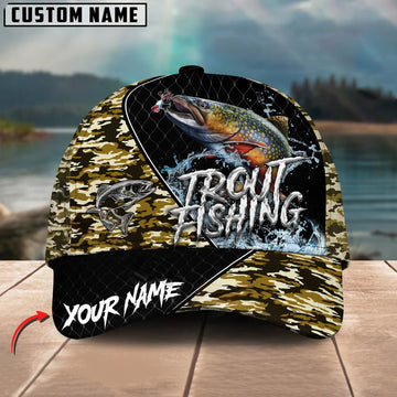 BlueJose Trout Fishing Camo Grid Water Pattern Personalized Cap