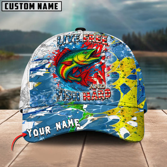 BlueJose Mahi-Mahi Live Free Fish Hard Design Personalized Cap