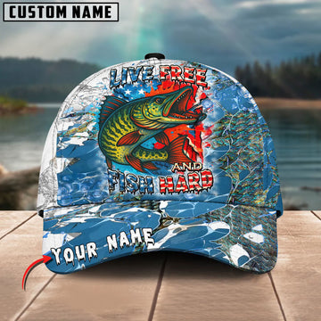 BlueJose Pike Live Free Fish Hard Design Personalized Cap