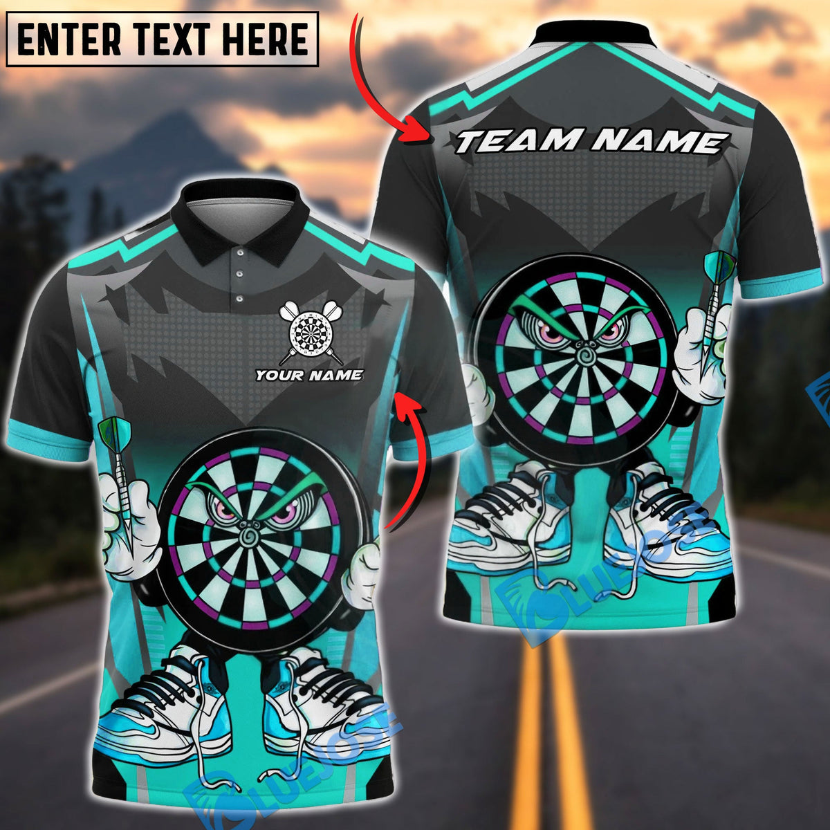 BlueJose Darts Street Sneaker Attitude Character Multicolor Options Personalized Name Shirt (4 Colors)