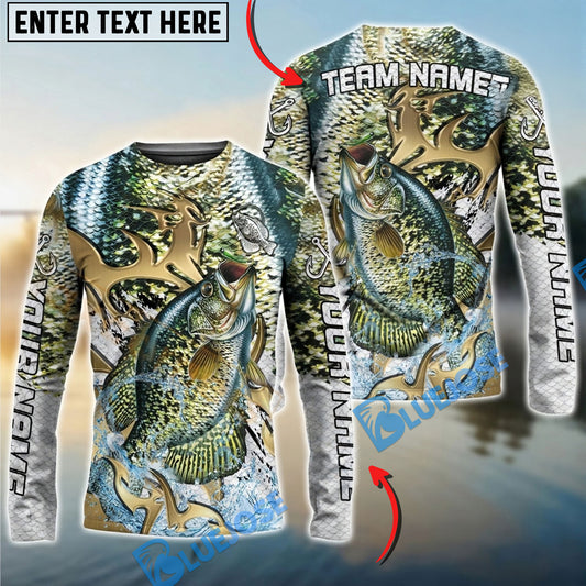Bluejose Crappie Fishing Trophy Power Splash Art Custom Name & Team Name 3D Shirts