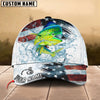 BlueJose Fishing Jump Action American Flag Water Splash Art Personalized Cap (12 Breeds)