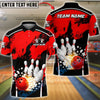 BlueJose Bowling & Pins Explosion Impact Shattered Pins Customized Name, Team Name 3D Shirt (4 Colors)