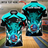 BlueJose Bowling & Pins Fire Ball American Style Strike Customized Name, Team Name 3D Shirt (4 Colors)