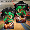 BlueJose Bowling & Pins Fire Dragon Legendary Strike Customized Name, Team Name 3D Shirt (4 Colors)