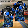 BlueJose Bowling & Pins Skull Knight Dark Power Strike Customized Name, Team Name 3D Shirt (4 Colors)