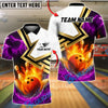 BlueJose Bowling And Pins Fire and Lightning Customized Name, Team Name 3D Shirt (4 Colors)