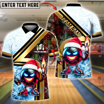 BlueJose Bowling And Pins Lights Snow Christmas Strike Customized Name, Team Name 3D Shirt (4 Colors)