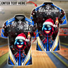 BlueJose Bowling And Pins Santa Fire Strike Customized Name, Team Name 3D Shirt (4 Colors)