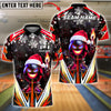 BlueJose Bowling And Pins Santa Fire Strike Customized Name, Team Name 3D Shirt (4 Colors)