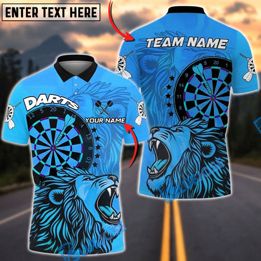 BlueJose Darts Roaring Lion Dual Board Gradient Multicolor Options Personalized Name Shirt (4 Colors)