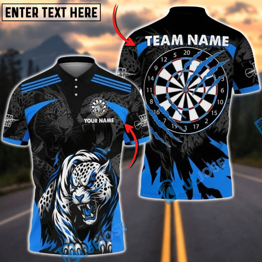 BlueJose Darts Leopard Darts Claw Attack Design Multicolor Options Personalized Name Shirt (4 Colors)