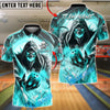 BlueJose Bowling And Pins Grim Reaper Strike Fire Glow Customized Name, Team Name 3D Shirt (4 Colors)