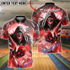 BlueJose Bowling And Pins Grim Reaper Strike Fire Glow Customized Name, Team Name 3D Shirt (4 Colors)