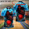 BlueJose Bowling And Pins Reaper Red Flame Eyes Customized Name, Team Name 3D Shirt (4 Colors)