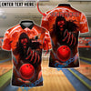 BlueJose Bowling And Pins Reaper Red Flame Eyes Customized Name, Team Name 3D Shirt (4 Colors)