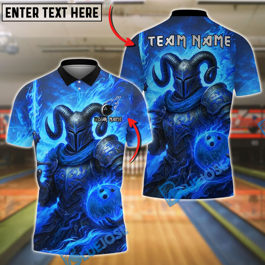 BlueJose Bowling And Pins Fire Demon Ram Warrior Customized Name, Team Name 3D Shirt (4 Colors)