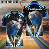 BlueJose Bowling And Pins White Tiger Blue Flame Customized Name, Team Name 3D Shirt (4 Colors)