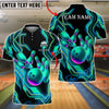 BlueJose Bowling And Pins Neon Glow Pins & Ball Customized Name, Team Name 3D Shirt (4 Colors)