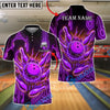 BlueJose Bowling And Pins Electric Strike Red Ball Customized Name, Team Name 3D Shirt (4 Colors)