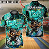 BlueJose Bowling & Pins Cupid Bear Winged Character Customized Name, Team Name 3D Shirt (4 Colors)
