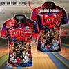 BlueJose Bowling & Pins Cupid Bear Winged Character Customized Name, Team Name 3D Shirt (4 Colors)