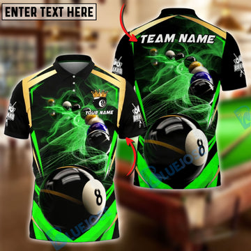 BlueJose Billiards 8-Ball Pool Smoke Trail Personalized Name, Team Name Unisex Shirt (4 Colors)