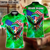 BlueJose Billiards 8 Ball Eagle USA Flag Lightning Personalized Name, Team Name Unisex Shirt (4 Colors)