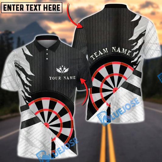 BlueJose Darts Black White Minimalist Target Design Personalized Name, Team Name Unisex Shirt (4 Colors)